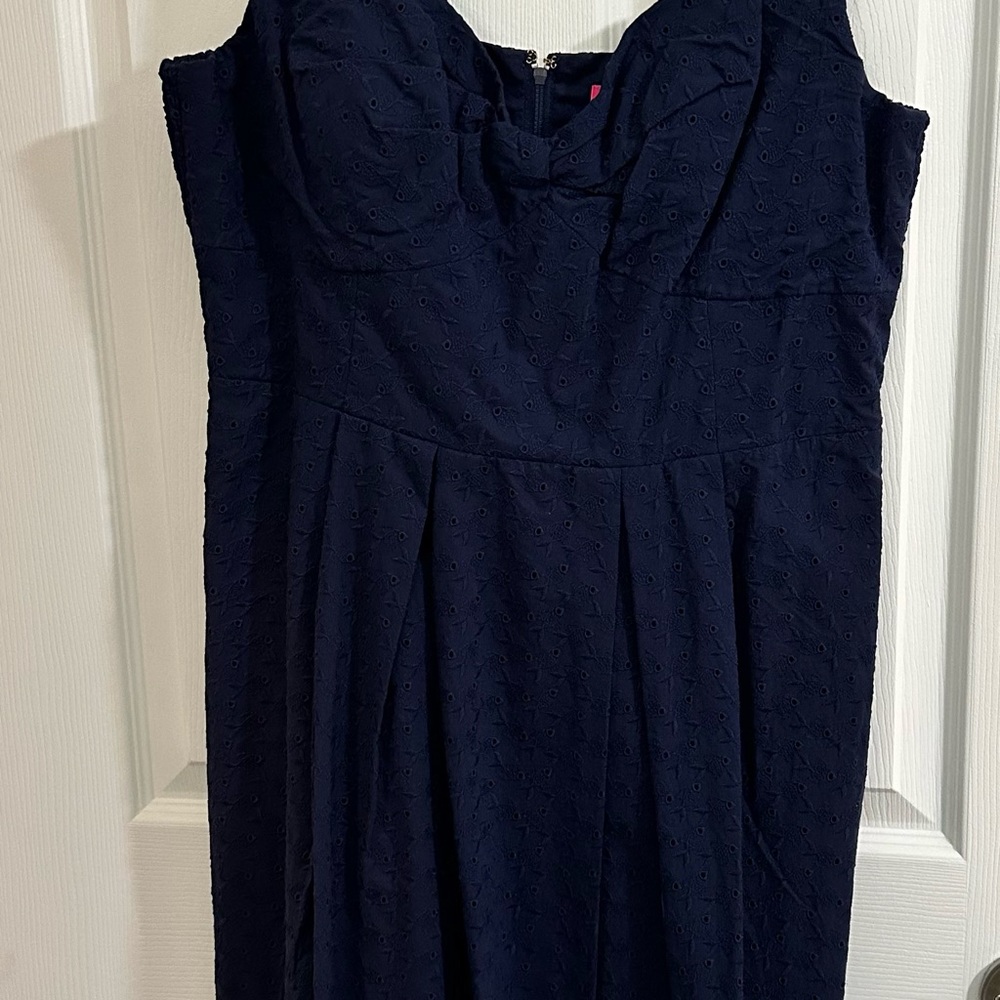 NWT - Lilly Pulitzer Navy Fishy Eyelet Dress Size 14
